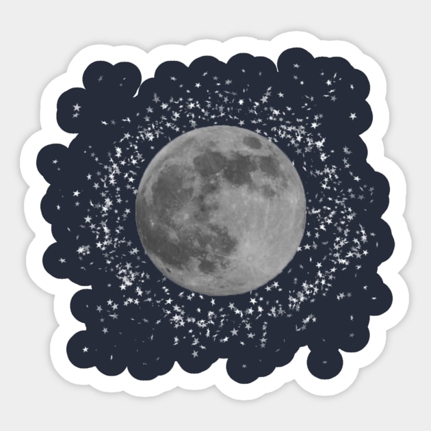 Moon and Stars Sticker by SeascapeArtist